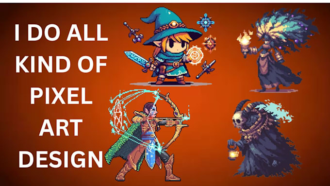 create pixel art character designs, sprite sheet animation