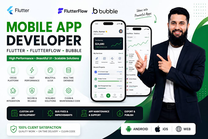 build flutterflow app flutter app flutter flow bubble app mobile app developer