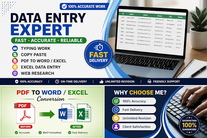 do data entry, typing, copy paste and PDF conversion