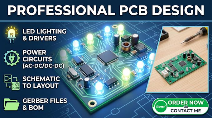 design custom pcb layout for led lighting, driver and power circuits