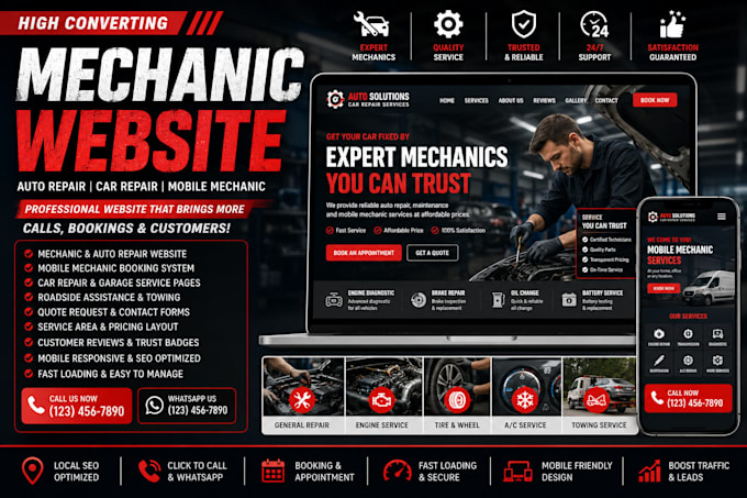 build mechanic website auto car repair mobile mechanic website