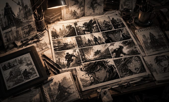 create comic storyboard and visual storytelling sequences