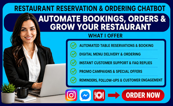restaurant chatbot, food ordering bot, instagram messenger automation