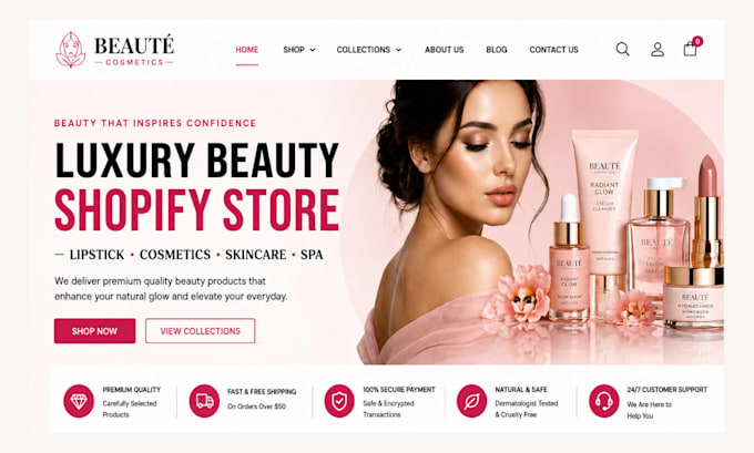 design skincare shopify store beauty store spa website cosmetis skincare website