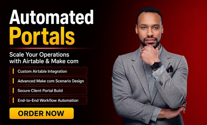 setup make com scenario airtable automation and client portal workflows