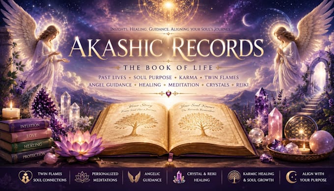 provide an akashic records twin flame reading and free reiki healing