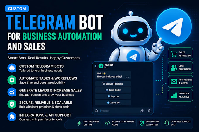 develop a custom telegram bot for business automation and sales