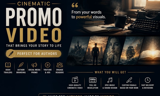 create an epic cinematic book trailer promo for you
