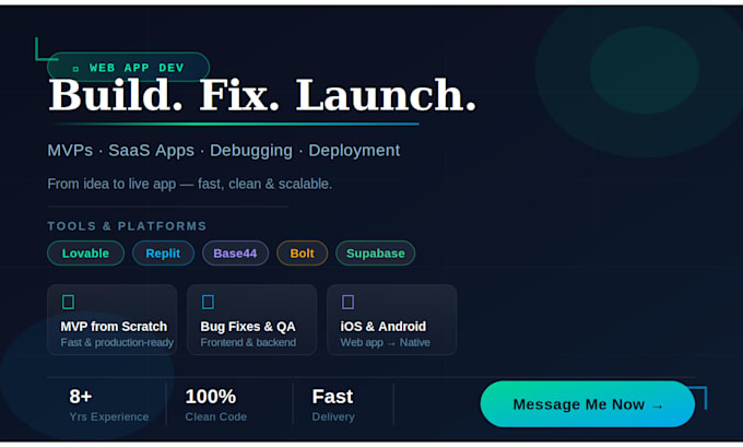 build, bug fix, deploy web app lovable replit base44 bolt supabase integrate