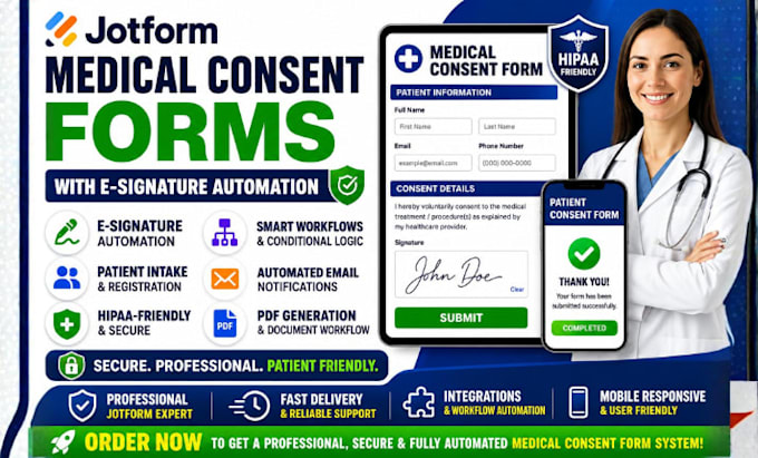 create professional jotform medical consent forms with e signature automation