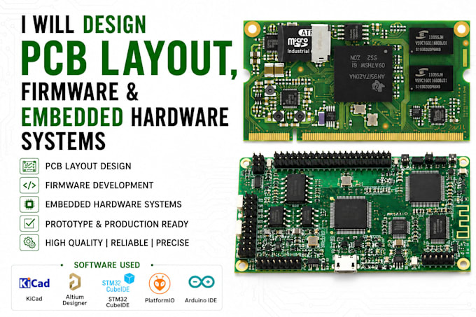 design pcb layout, firmware and embedded hardware systems