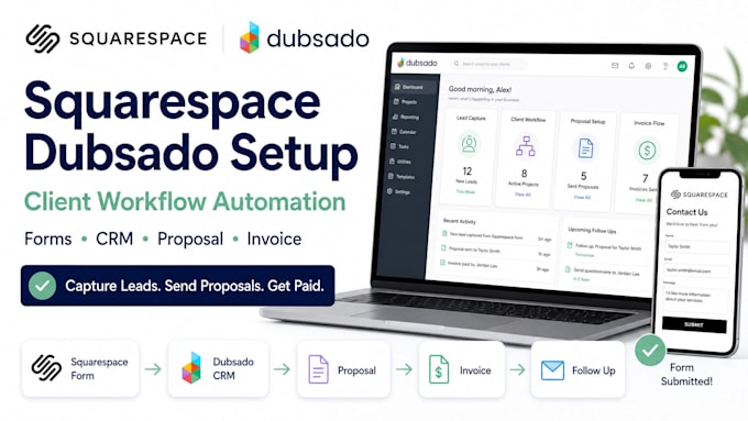 connect squarespace forms dubsado CRM proposal invoice workflow