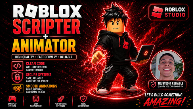 develop roblox game systems, scripts and animations, i can make anything