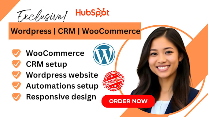 create responsive wordpress website with woocommerce store integrate hubspot CRM