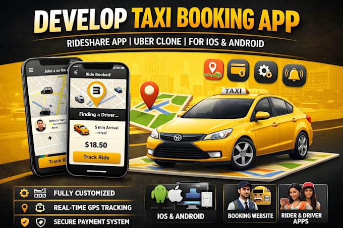develop taxi booking app rideshare app cab booking app taxi website admin panel