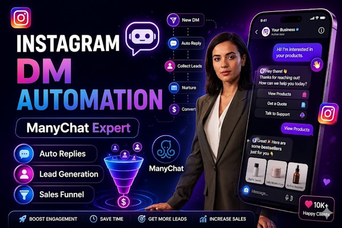 setup instagram dm automation and manychat chatbot for leads and sales