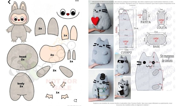 design custom plush reference sheet tech pack stuffed animal toy or ych concept