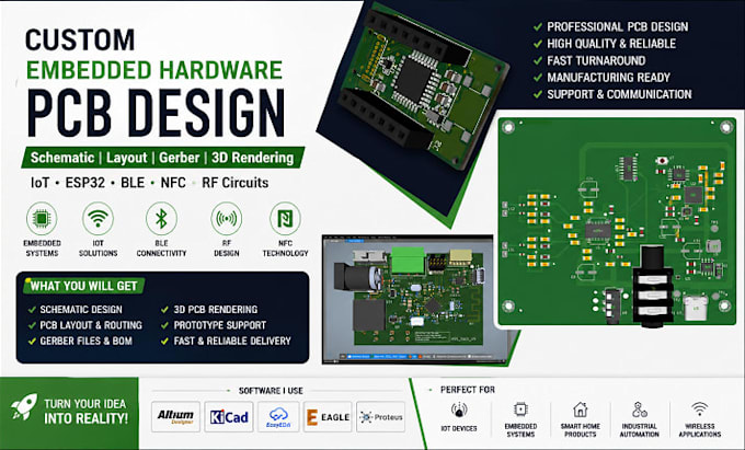 develop embedded hardware pcb design in altium kicad easyeda