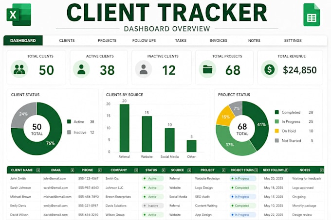 build a custom CRM and client tracker in google sheets