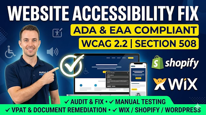 fix wcag accessibility eaa ada web compliance audit for shopify wix wordpress
