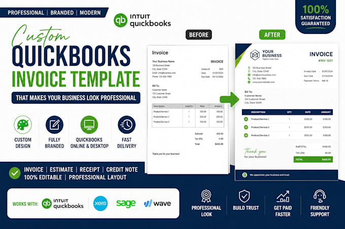 design branded quickbooks invoice template for your business