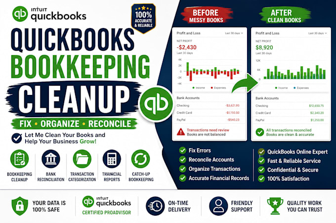 clean up and fix your quickbooks bookkeeping