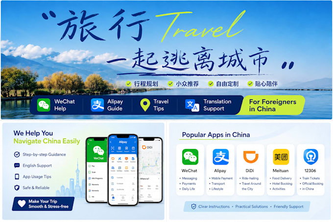 help travelers use wechat, alipay and chinese apps in china