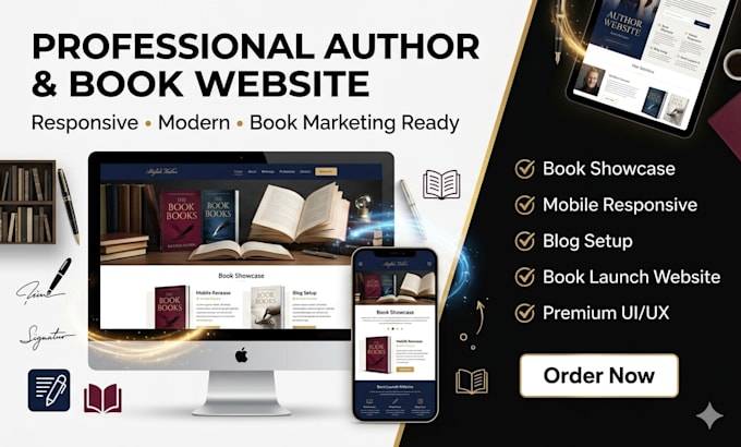 professional author website book showcase website responsive book launch website