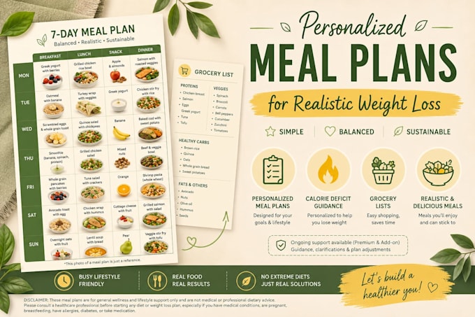 create an easy and realistic meal plan for weight loss
