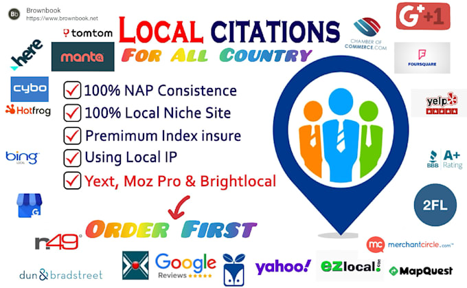 create high da local citations from yext, brightlocal, moz lists