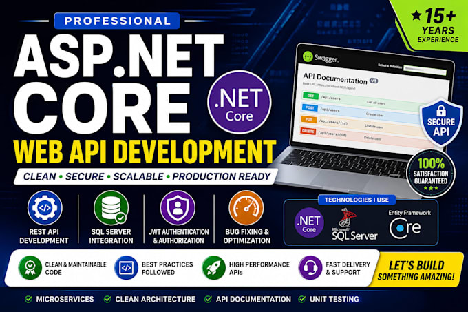 create scalable aspnet core web API with bug fixing and support