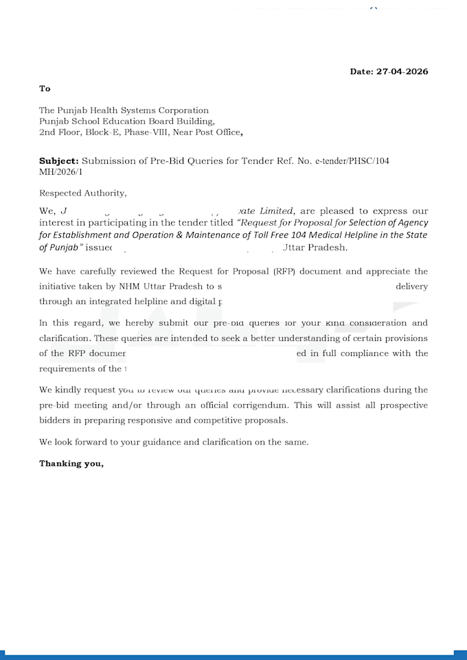 format tender documents and excel sheets
