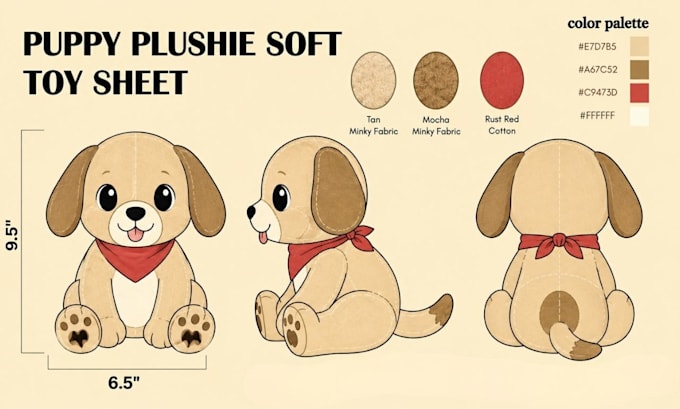 design plush reference sheet stuffed animal character tech pack soft toy ych oc