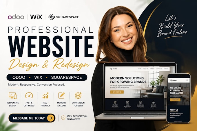 do odoo website design, wix website, squarespace website design and redesign