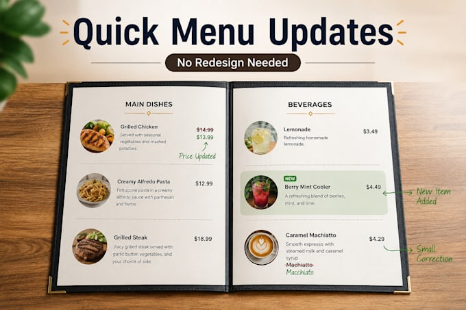 update your restaurant menu prices and items quickly
