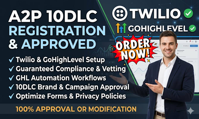 do twilio a2p 10dlc registration, gohighlevel a2p approval and ghl workflow