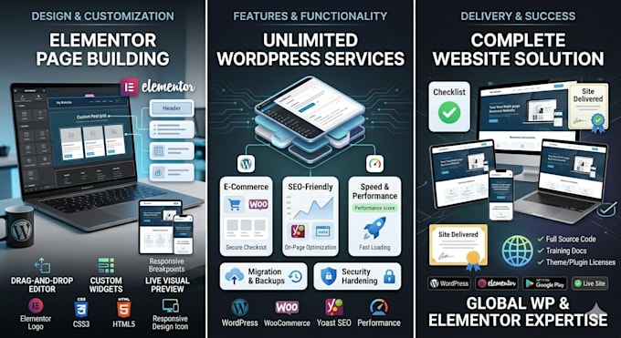 build a professional wordpress or elementor website
