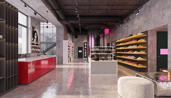 do design and render your 3d retail stores, shops, interior