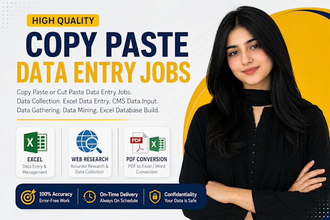 complete any type of copy paste or cut paste data entry jobs