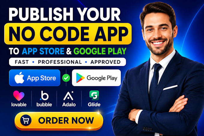 publish no code app bubble glide adalo lovable to app store google play store