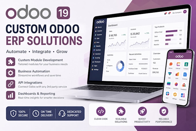 develop odoo erp modules, apis, and workflow automation