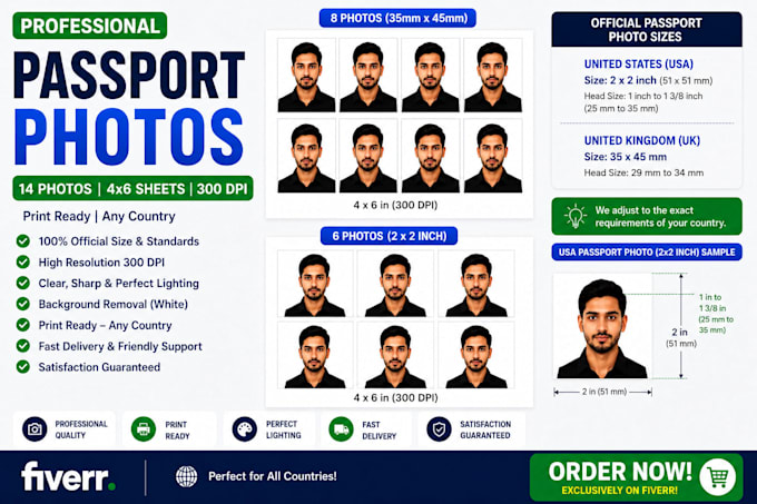 create professional passport size photos for any country