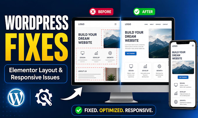 fix wordpress elementor layout and responsive issues