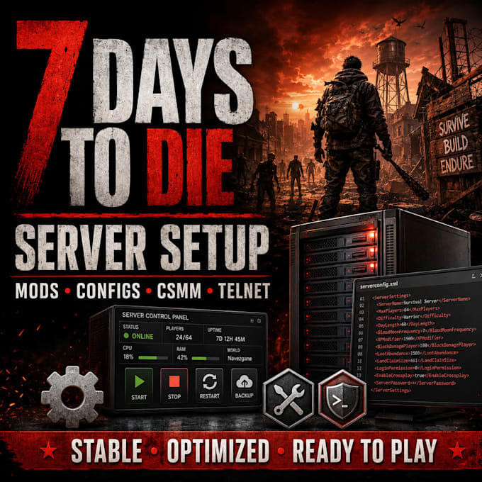 setup 7 days to die servers with mods and configs
