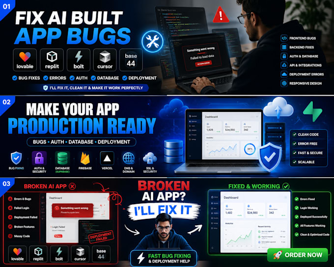 fix lovable bolt replit cursor base44 web app bugs and errors