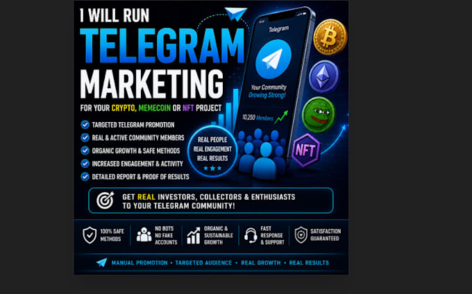 run powerful telegram marketing for crypto, memecoin, or nft project growth