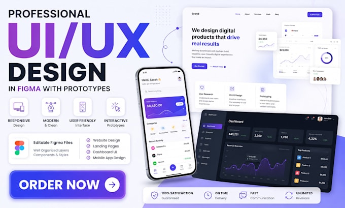 design responsive UI UX web designs in figma with prototypes