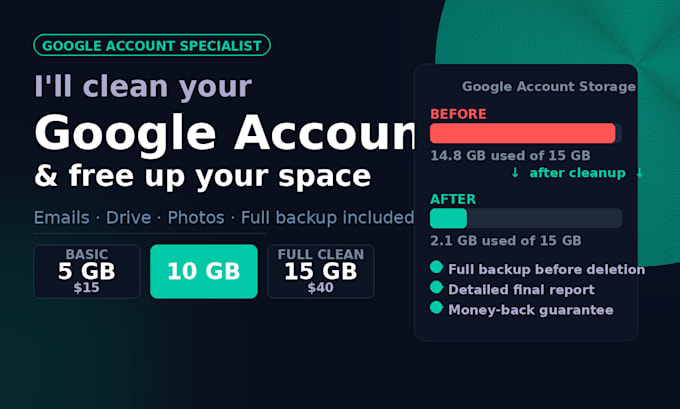 c clean up your google account and free up storage space
