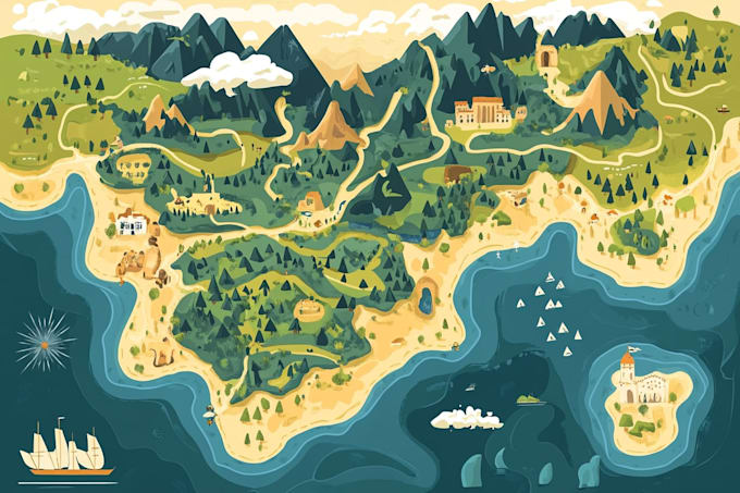 design a unique vector map, realistic or fantasy