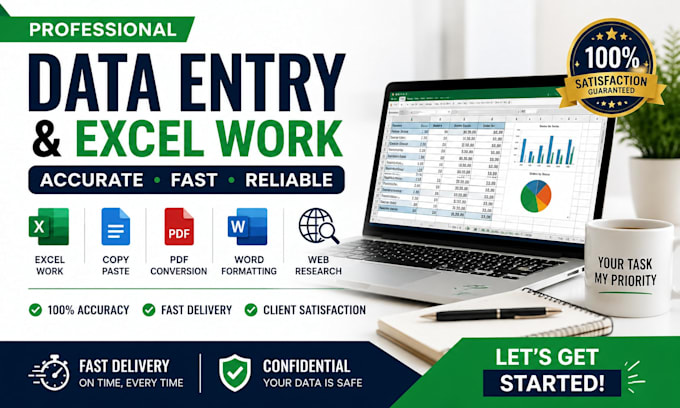 accurate data entry, excel work and admin support